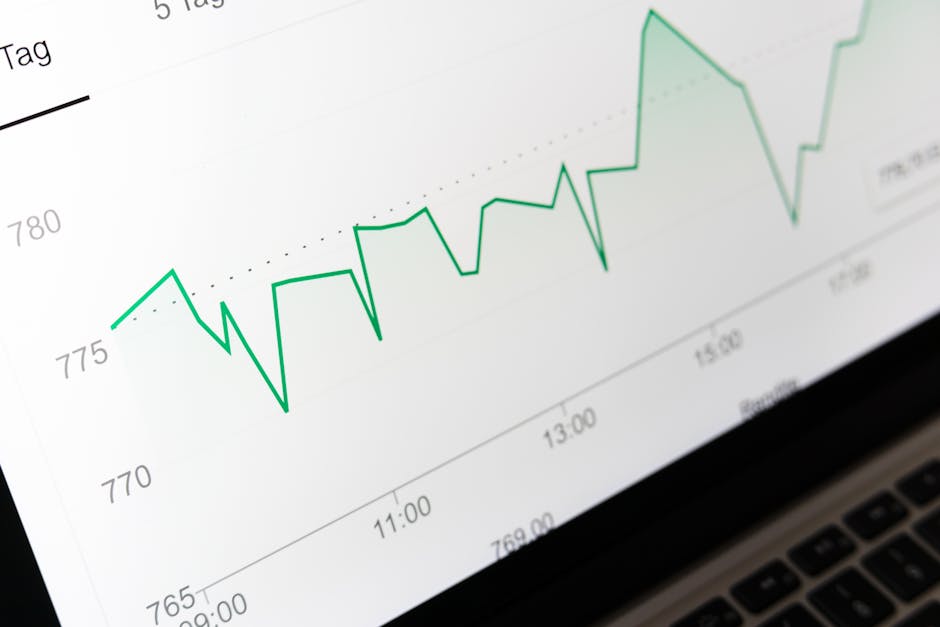 Detailed close-up of a financial graph showing data trends.